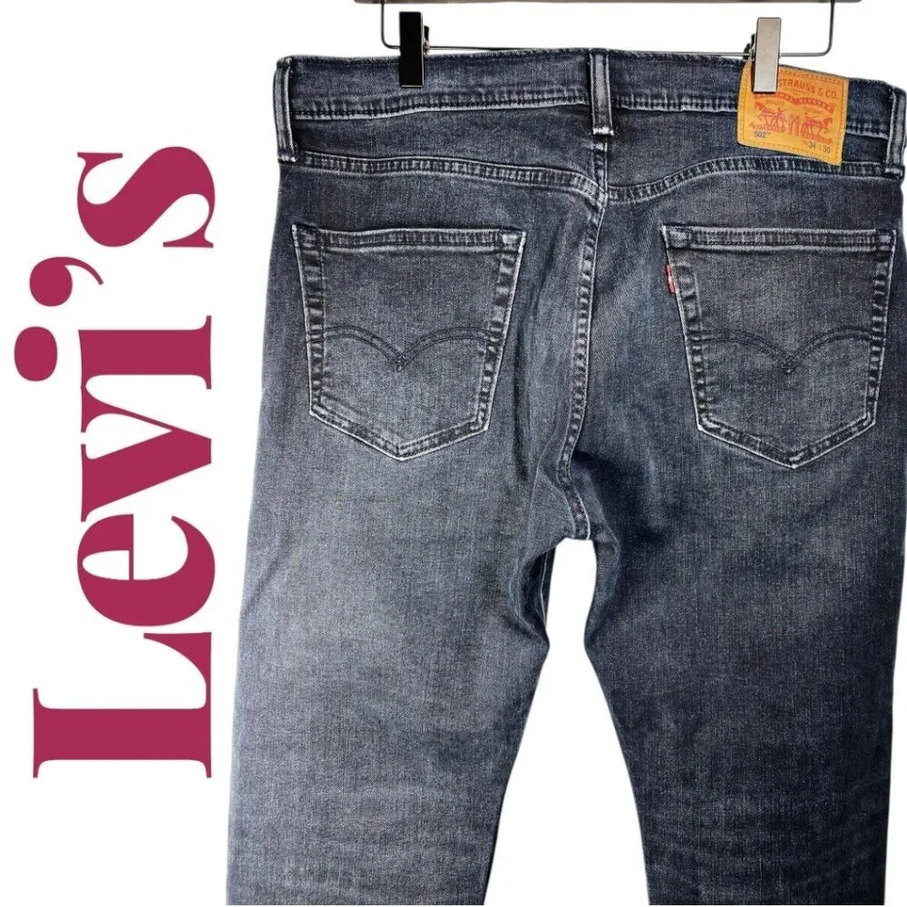 LEVI’S 502 MEN’S TAPER FIT Dark Blue Indigo‎ Wash Jeans, Size 34x30